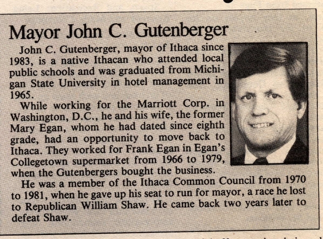 Our Ithaca Mayor-John Gutenberger, Class of 1960
