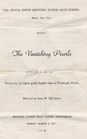 The Vanishing Pearls- a comedy presented by Boynton Junior High pupils in 1957