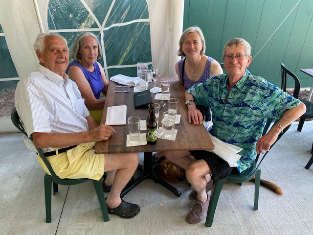 Sarah Gates and Dave Sears visited with Bob and Beverly Brink Hillman during  their August stopover in Ithaca.